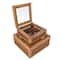 Hello Honey® Dark Brown Modern Decorative Square Woven Rattan & Wood Display Box Set with Glass Top